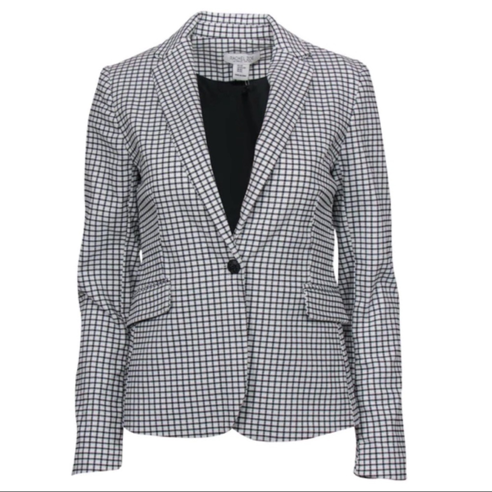 NWOT Rachel Zoe White & Black Plaid Blazer